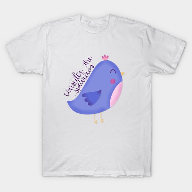 Consider the Sparrows Purple Bird T-Shirt by janiejanedesign